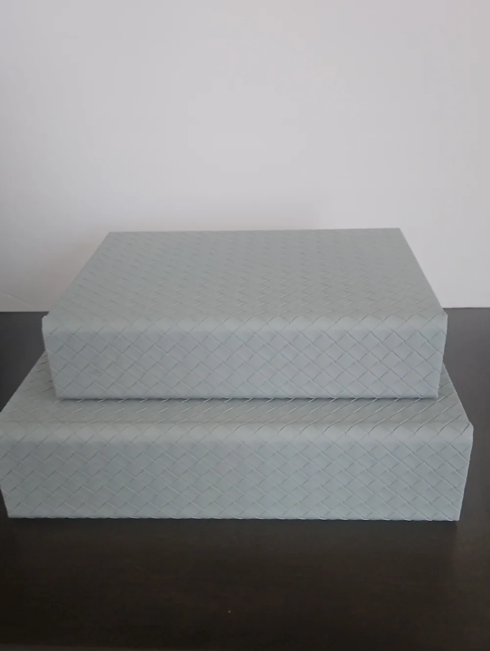 Kirkland Home Light Blue Gray Woven Decorative Storage Book Boxes - Set of 2